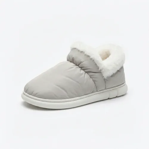 Чуні жіночі утеплені світло-сірі Бурки кімнатні на хутрі зимові капці-дутики 36-41