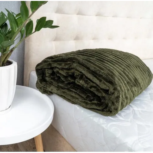 Плед Шарпей Королівська смужка двуспального розміру 180-200см. колір Темно-зелений