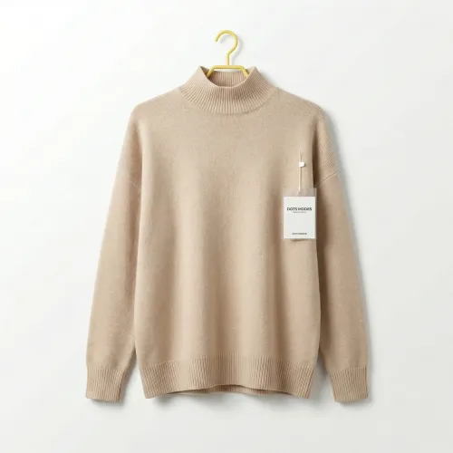 Жіночий гольф бежевий Dori Modes, базовий светр стійка, м'який джемпер оверсайз, пудровий