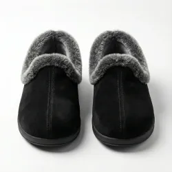 Чуні капці домашні чорні з хутряною облямівкою. Теплі короткі бурки під замшу. Розміри 37-42