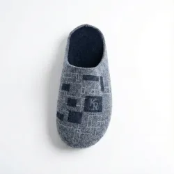 Чоловічі кімнатні тапочки повстяні Klerotex сірі з геометрією (41-45)