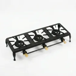 Чугунная газовая плита GB-03 на 3 конфорки (75 см). Усиленный таганок под автоклав, казан и выварку