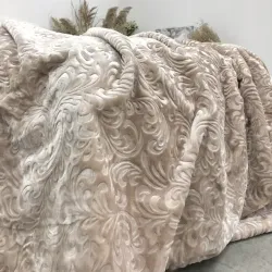 Плед велюровий з выдавкой Vie Nouvelle акрил 200х240 світлий беж