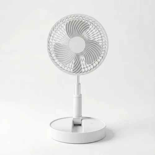 Вентилятор акумуляторний складаний телескопічний (USB зарядка) — Портативний настільний та підлоговий вентилятор 2в1 Білий