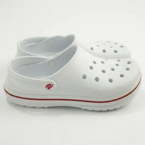 Сабо крокси (пінка) білі з червоною смужкою | Чоловічі, Медичне взуття, Розміри 40-46