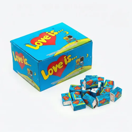 Жувальна гумка Love is... Полуниця-Банан, блок жуйок 100 шт, ностальгічний подарунок