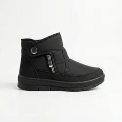 Женские зимние дутики короткие черные (на молнии) | Ботинки с кнопкой, На меху, Теплые