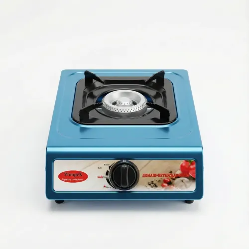 Газова плита настільна WimpeX WX-1101 (1 конфорка). Синій таганок під балон