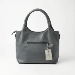 Жіноча сумка на плече графіт, містка сумка-тоут з передніми кишенями еко-шкіра Jack Lu
