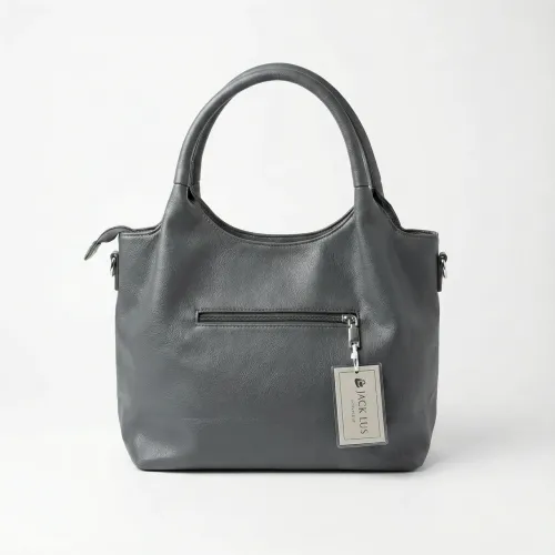 Жіноча сумка на плече графіт, містка сумка-тоут з передніми кишенями еко-шкіра Jack Lu