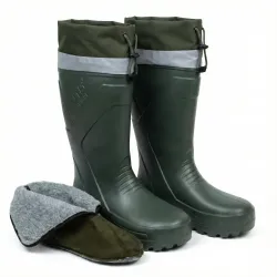 Чоловічі гумові чоботи Gipanis утеплені (Зелені). Високі чоботи для рибалки та полювання з манжетою