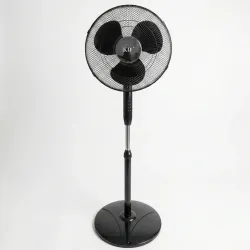 Вентилятор підлоговий KDE 40 см 45 Вт (UEF-C40A2-2). Чорний потужний вентилятор на круглій підставці