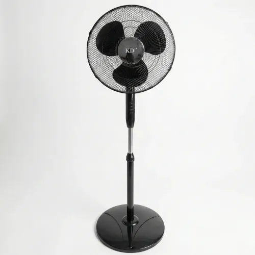 Вентилятор підлоговий KDE 40 см 45 Вт (UEF-C40A2-2). Чорний потужний вентилятор на круглій підставці