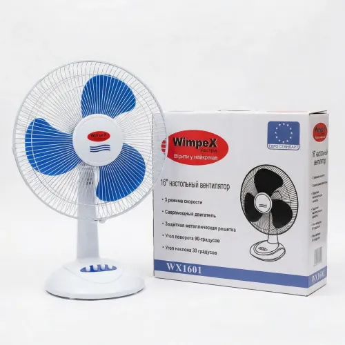 Настільний вентилятор WimpeX WX1601 (16 дюймів), потужний 3-швидкісний, поворотний (Австрія)