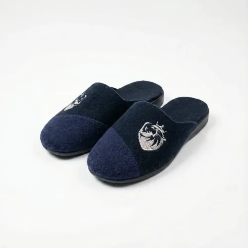 Чоловічі кімнатні тапочки повстяні Klerotex з вишивкою, темно-сині (41-45)