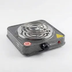 Электрическая плита настольная 1 конфорка Domotec. Спиральная электроплитка для дачи 1000 Вт (Серая)