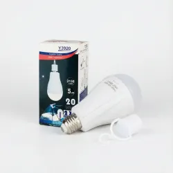 Акумуляторна LED лампа 20W з гачком Y3920. Аварійна лампочка E27 для дому та кемпінгу
