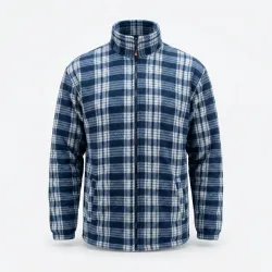 Чоловіча зимова кофта на хутрі в клітинку (Манжети). Тепла куртка на блискавці 50-60 DUNAUONE