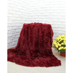 Хутряний плед-покривало травка Євро розміру 220/240 см. колір Бордовий