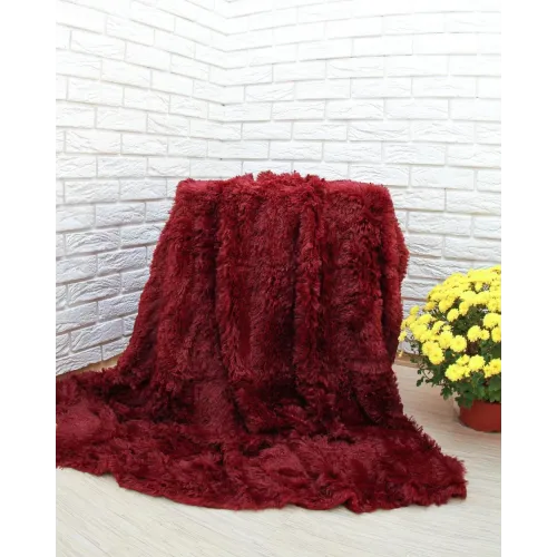 Хутряний плед-покривало травка Євро розміру 220/240 см. колір Бордовий