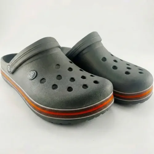 Сабо крокси (пінка) сірі з помаранчевою смугою | Унісекс, Спортивні, Розміри 36-46