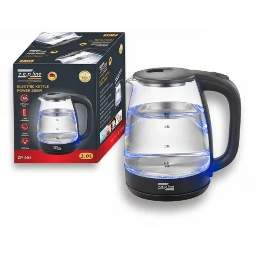 Скляний електрочайник з підсвічуванням Zepline ZP-991 (2 л) (2200 Вт)