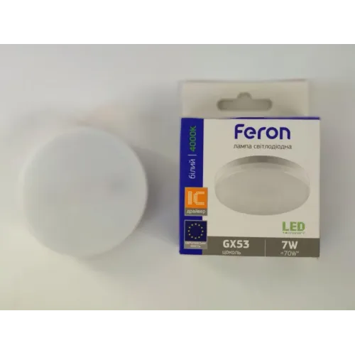 Світлодіодна лампа GX53 Feron LB-153 LED 7W 4000K 230V для загального і декоративного освітлення