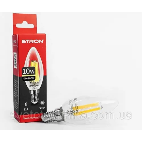 LED лампа ETRON Filament 1-EFP-118 С37 E14 10W 4200K прозоре скло
