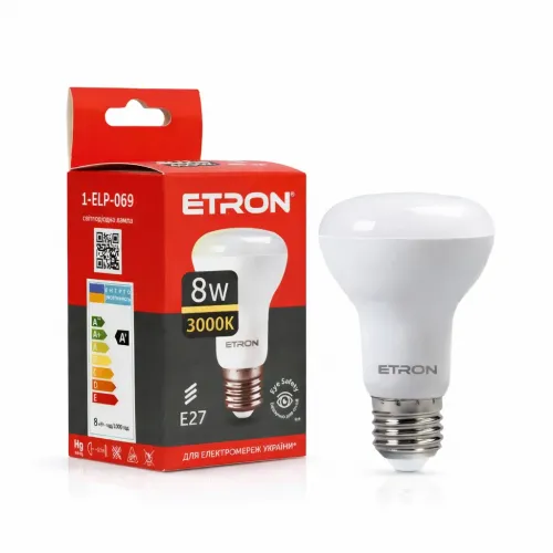 Світлодіодна LED лампа R63 8W E27 220V 3000K ETRON 1-ELP-069 рефлекторна