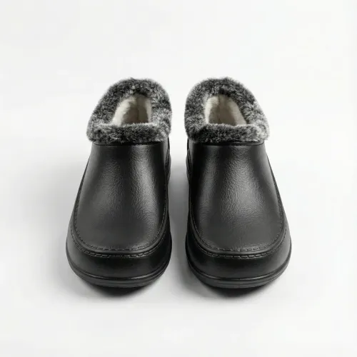 Калоші чоловічі зимові чорні гладкі на хутрі, Утеплені низькі черевики 