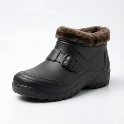 Чоловічі зимові черевики на хутрі. Чорні калоші дутики з пряжкою ЕВА 41-45 44