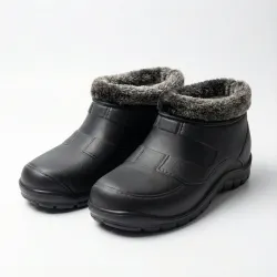 Калоші чоловічі зимові пінкові чорні на хутрі, Утеплені низькі черевики з ремінцем (розміри 41-45) 45