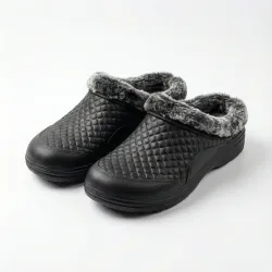 Калоші чоловічі зимові пінкові чорні стьобані на хутрі, Теплі садові сабо 