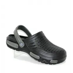 Силіконові чоловічі капці з закритим носком чорного кольору, пляжні чоловічі крокси з перфорацією 42