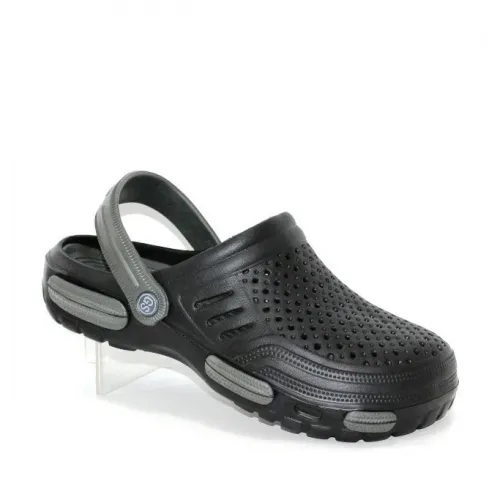 Силіконові чоловічі капці з закритим носком чорного кольору, пляжні чоловічі крокси з перфорацією 44