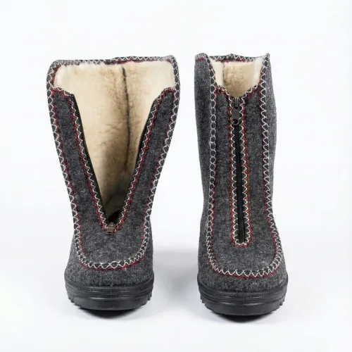 Бурки суконні зимові на липучці. Темно-сірі чуні для широкої ноги та проблемних ніг. Розміри 38-42 42