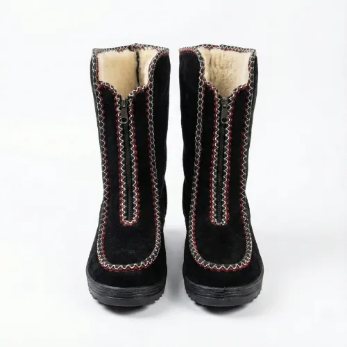 Бурки зимові високі суконні на хутрі. Чорні чуні на блискавці. Розміри 38-42 40