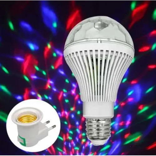 Лампа в патрон 220V+перехідник RD-5004, Обертова лампа для вечірок, Диско лед лампа