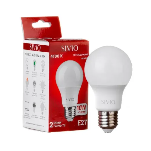 LED лампа SIVIO E27 А60 10W 4100К Нейтральний білий