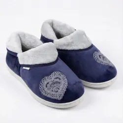 Чуні капці домашні сині з вишивкою Серце. Теплі жіночі бурки на хутрі Dagohome. Розміри 37-41 39