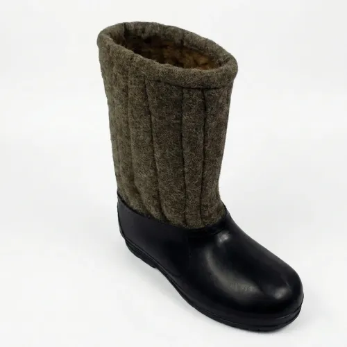 Бурки шинельні сірі з гумовими калошами. Валянки шиті зимові вологостійкі VR 38-45 42