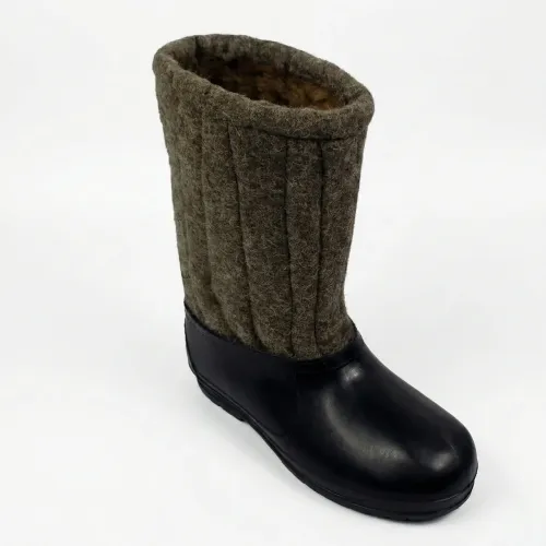 Бурки шинельні сірі з гумовими калошами. Валянки шиті зимові вологостійкі VR 38-45 45