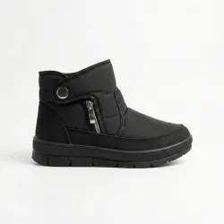 Жіночі зимові дутики короткі чорні (на блискавці) | Черевики з кнопкою, На хутрі, Теплі 39