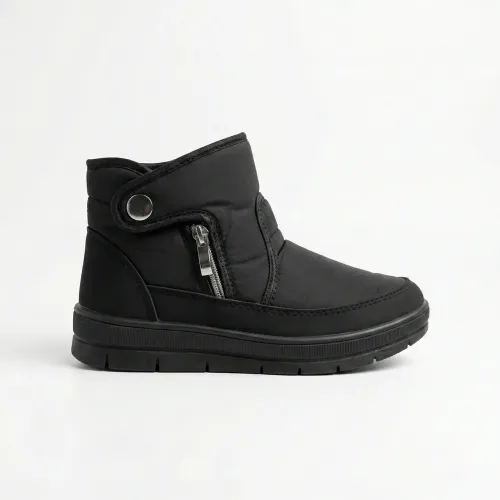 Жіночі зимові дутики короткі чорні (на блискавці) | Черевики з кнопкою, На хутрі, Теплі 42