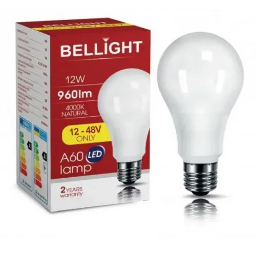 Лампа низьковольтна LED A60 12/48V 12W E27 4000K світлодіодна