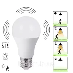 Лампа світлодіодна з Датчиком Руху 10 Ват Е27 6500k LEDium