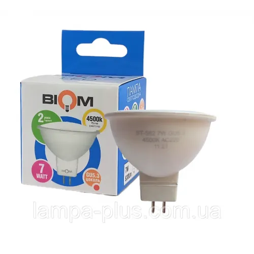 Світлодіодна LED-лампа MR16 Biom 7 W 4500 K GU5.3 170-250V 630 Lm