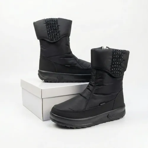 Жіночі зимові дутики чорні (на блискавці) | Теплі, Водовідштовхувальні, З декором 42