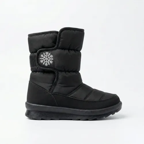 Жіночі зимові дутики чорні (на липучці) | Зі сніжинкою, Теплі, Короткі чоботи 41