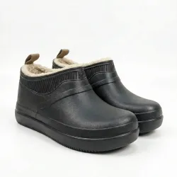 Женские галоши пена на меху Dago Style (37-41). Черные зимние сабо, Утепленные резиновые ботинки 39